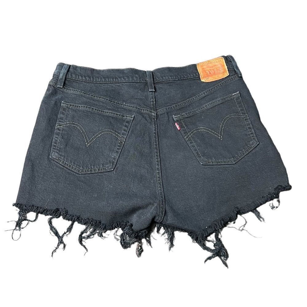 Levi’s 501 Black Frayed Hem Denim Shorts - Picture 1 of 8